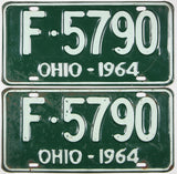 pair of classic 1964 Ohio car license plates grading very good minus