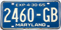 1965 Maryland truck license plate grading very good plus with bend at top