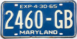 1965 Maryland truck license plate grading very good plus with bend at top