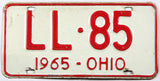 classic 1965 Ohio car license plate grading very good