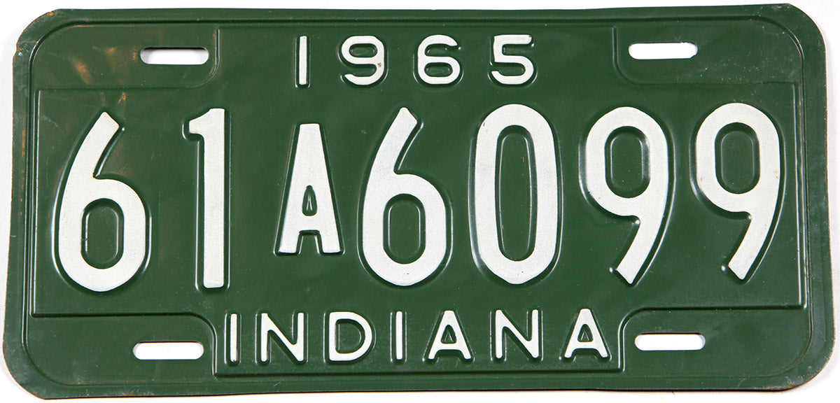 1965 Indiana car license plate grading very good plus