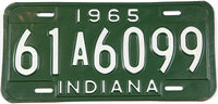 1965 Indiana car license plate grading very good plus