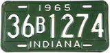 1965 Indiana car license plate grading very good plus