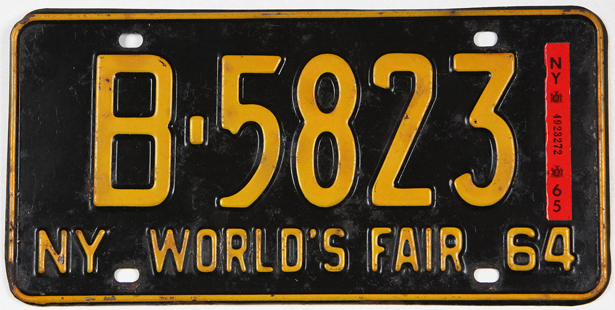 Classic 1965 New York car license plate grading very good