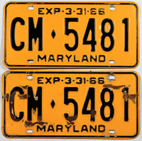 1966 Maryland License Plates