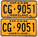 1966 Maryland License Plates