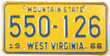 A classic 1966 West Virginia Passenger Automobile license plate for sale by Brandywine General Store in excellent minus condition
