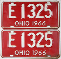 Classic pair 1966 Ohio car license plates grading very good