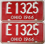 Classic pair 1966 Ohio car license plates grading very good