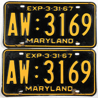 1967 Maryland License Plates
