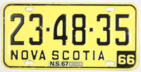 A classic 1967 Nova Scotia passenger car license plate for sale by Brandywine General Store