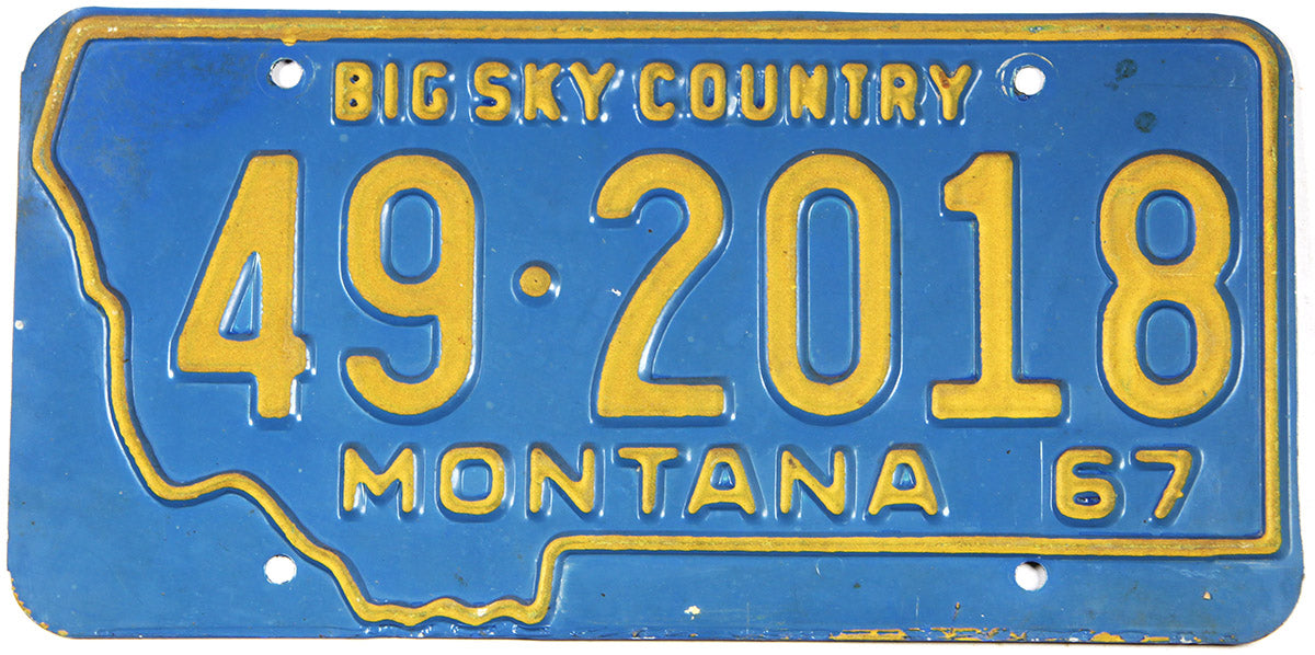Classic 1967 Montana car license plate grading very good
