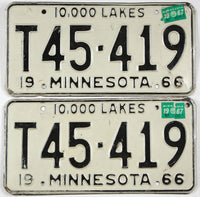 Classic pair 1967 Minnesota farm truck license plates grading very good