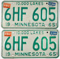 Classic pair 1967 Minnesota car license plates grading an average of around very good