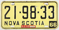 A classic 1968 Nova Scotia passenger car license plate for sale by Brandywine General Store in very good condition