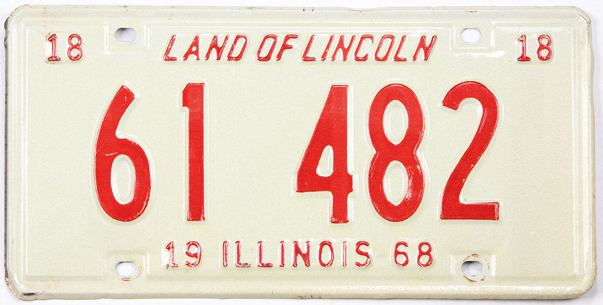 single classic 1968 Illinois car license plate grading very good plus