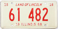 single classic 1968 Illinois car license plate grading very good plus