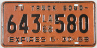 1968 Louisiana farm truck license plate grading very good