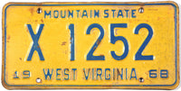 vintage 1968 West Virginia farm license plate grading very good minus