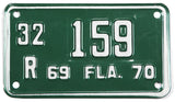 A classic 1969 - 70 Florida Motorcycle License Plate for sale by Brandywine General Store in excellent condition