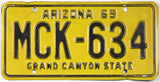 Classic 1969 Arizona car license plate grading very good
