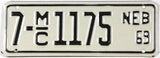 Classic 1969 Nebraska Motorcycle License Plate grading excellent County 7
