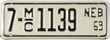 Classic 1969 Nebraska Motorcycle License Plate grading excellent County 7
