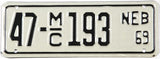 Classic 1969 Nebraska Motorcycle License Plate grading excellent County 47