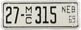 Classic 1969 Nebraska Motorcycle License Plate grading excellent County 27