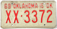 1969 Oklahoma car license plate grading good plus