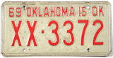 1969 Oklahoma car license plate grading good plus