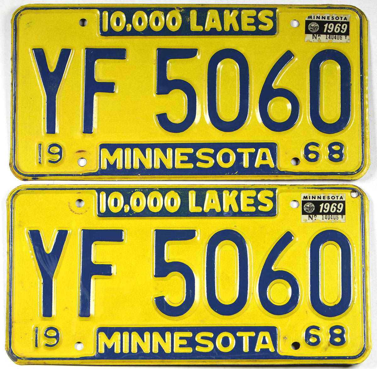 Classic pair 1969 Minnesota truck license plates grading very good plus