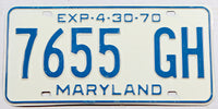A classic single 1970 Maryland truck license plate for sale at Brandywine General Store in new old stock near mint condition