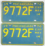 A pair of 1970 Michigan Commercial License Plates for sale by Brandywine General Store in very good condition