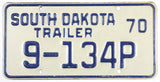 A classic 1970 South Dakota trailer license plate for sale at Brandywine General Store in excellent minus condition