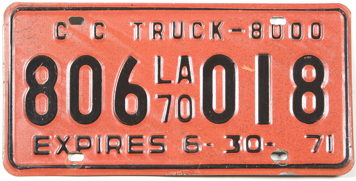 1970 Louisiana common carrier truck license plate grading very good