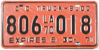 1970 Louisiana common carrier truck license plate grading very good