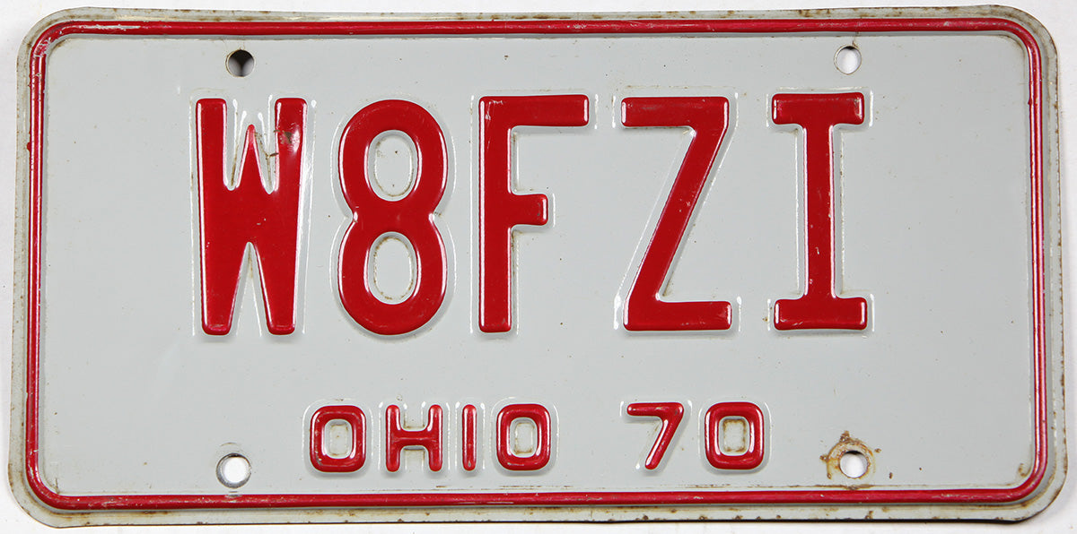 Classic 1971 Ohio ham radio car license plate grading very good plus with couple small metal dings
