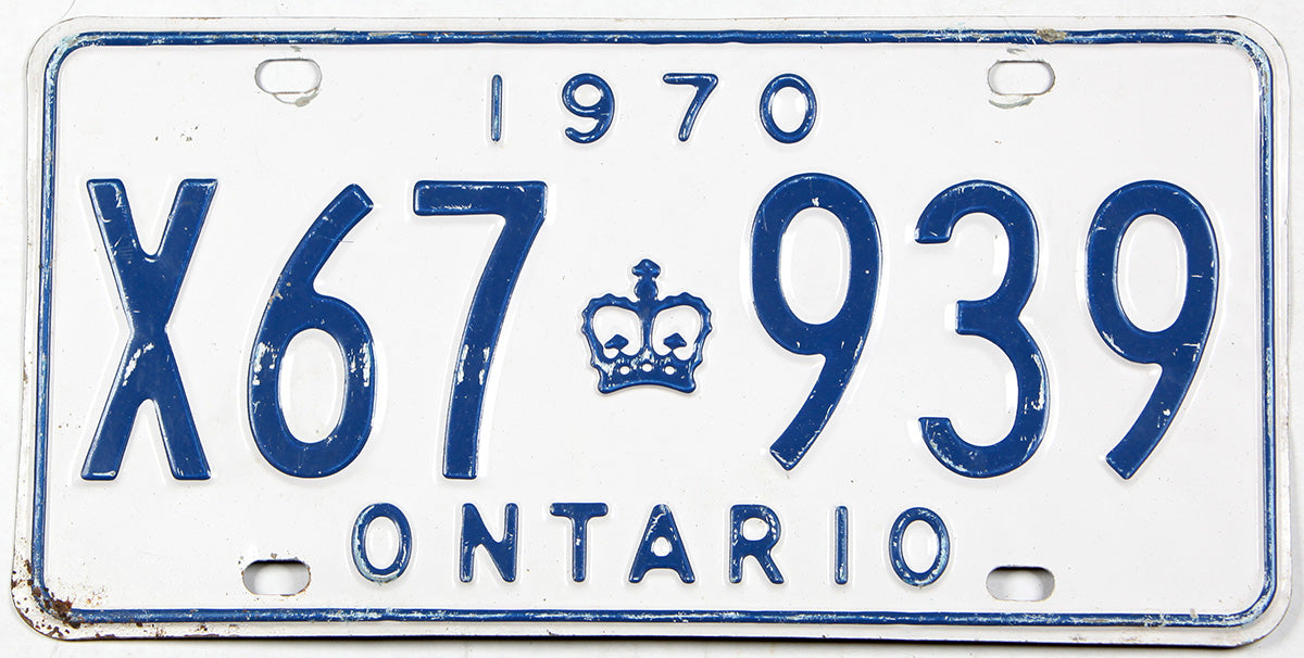 Classic 1970 Ontario dual purpose vehicle license plate grading very good plus