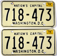 A pair of 1970 Washington DC car license plates grading excellent minus