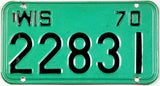Classic 1970 Wisconsin Motorcycle License Plate grading very good plus