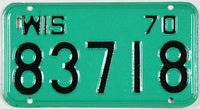 Classic 1970 Wisconsin Motorcycle License Plate grading excellent plus