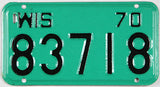 Classic 1970 Wisconsin Motorcycle License Plate grading excellent plus