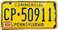 A classic 1971 Pennsylvania Commercial License Plate for sale by Brandywine General Store in very good plus condition