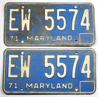1971 Maryland License Plates