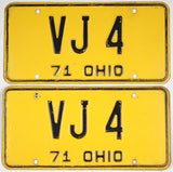 classic pair of 1971 Ohio car license plates grading very good plus