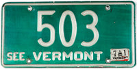 Classic 1971 Vermont car license plate low DMV # of 503 grading very good plus