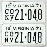 pair of 1971 VA convertible license plates in very good plus condition