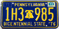 A vintage 1972 Pennsylvania bicentennial license plate for sale by Brandywine General Store in excellent minus condition