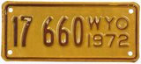 1972 Wyoming Motorcycle License Plate